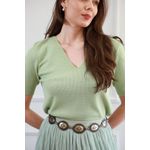 Blusa Tricot decote V - Verde
