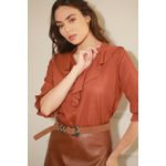 Blusa Babados Viscose - Marrom