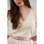 Blusa Tricot dec V - Bege
