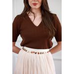 Blusa Tricot Dec V - Marrom