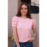 Blusa Mangas Renda- Rosa
