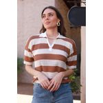 Blusa Tricot Listras - Caramelo