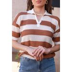 Blusa Tricot Listras - Caramelo