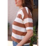 Blusa Tricot Listras - Caramelo