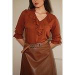 Blusa Babados Viscose - Marrom