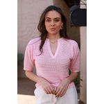 Blusa Tricot Rendada - Rosa