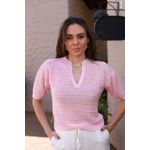 Blusa Tricot Rendada - Rosa