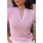 Blusa Tricot Rendada - Rosa