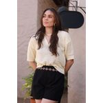 Blusa Tricot Rendada - Manteiga