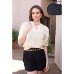 Blusa Tricot Rendada - Manteiga