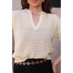 Blusa Tricot Rendada - Manteiga