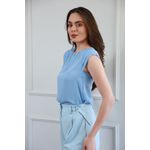 Blusa Detalhe Manga - Azul