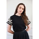 T Shirt detalhe bordado - Preto