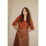 Blusa Babados Viscose - Marrom