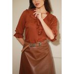 Blusa Babados Viscose - Marrom