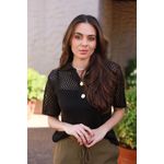 Blusa Tricot Tela - Preto