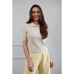 Blusa Tricot Polo - Bege