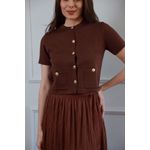 Casaqueto Tricot Botões - Marrom