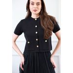 Casaqueto Tricot Botões - Preto