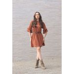 Vestido Babados Manga - Marrom