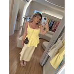 Saia Cetim Amélia Amarelo Manteiga