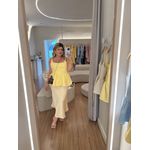 Saia Cetim Amélia Amarelo Manteiga