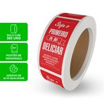 ETIQUETA LACRE DE SEGURANÇA SEJA O PRIMEIRO VERMELHO - ROLO 500 UNIDADES