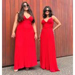 Vestido Longo Plissado Marina Vermelho