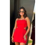 Macaquinho Isadora Curto Recortes Vermelho