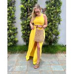Conjunto Aurora Cropped e Saia com Fenda 