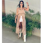 Bata Túnica Longa com Babados Bege 