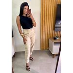 Calça de Alfaiataria Modelo Cenoura Bege 