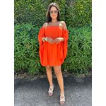 Conjunto Bata e Shorts Plissado Ombro a Ombro Coral 