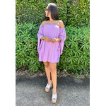 Conjunto Bata e Shorts Plissado Ombro a Ombro Lilás