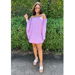 Conjunto Bata e Shorts Plissado Ombro a Ombro Lilás