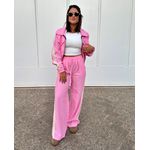 Conjunto Feminino Esportivo Rosa Com Faixa Branca 