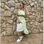 Conjunto Cropped E Saia Com Babados Verde