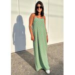Vestido Longo Verde Alças Finas Poá