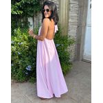 Vestido Midi Frente Única Gola Alta Rosa Bebê