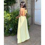 Vestido Midi Frente Única Gola Alta Amarelo Manteiga 