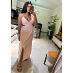Vestido Midi Coral com Recortes Laterais