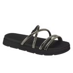 Tamanco Moleca Flat Santorine Preta Diamond