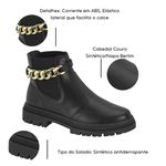 Bota Moleca Chelsea Preta Feminina Com Corrente Dourada
