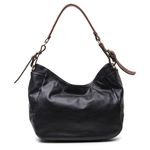 Bolsa Feminina Em Couro Legítimo Grande Com Alça- Preta
