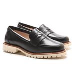 Sapato Mocassim Feminino Luma Couro Legítimo Salto Baixo Preto