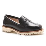 Sapato Mocassim Feminino Luma Couro Legítimo Salto Baixo Preto
