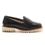 Sapato Mocassim Feminino Luma Couro Legítimo Salto Baixo Preto