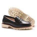 Sapato Mocassim Feminino Luma Couro Legítimo Salto Baixo Preto