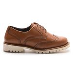 Sapato Mocassim Feminino Oxford Cora Em Couro Legítimo Caramelo