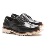 Sapato Mocassim Feminino Oxford Cora Em Couro Legítimo Preto